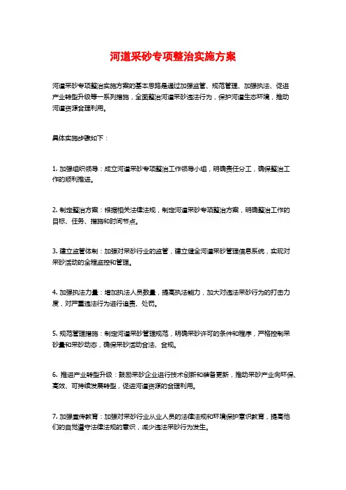 河道采砂专项整治实施方案
