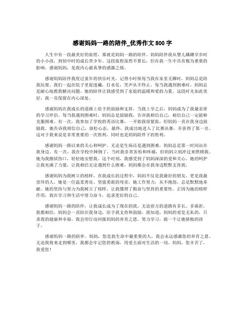 感谢妈妈一路的陪伴_优秀作文800字