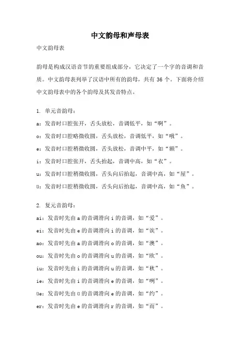 中文韵母和声母表