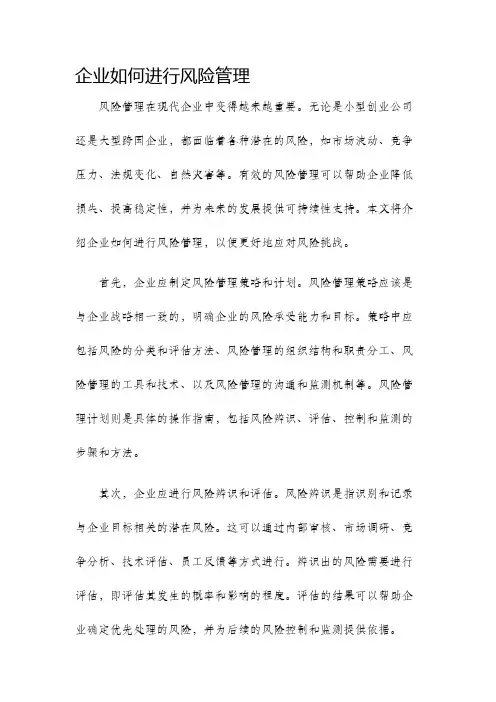 企业如何进行风险管理
