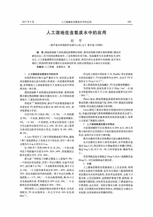人工湿地在含氮废水中的应用