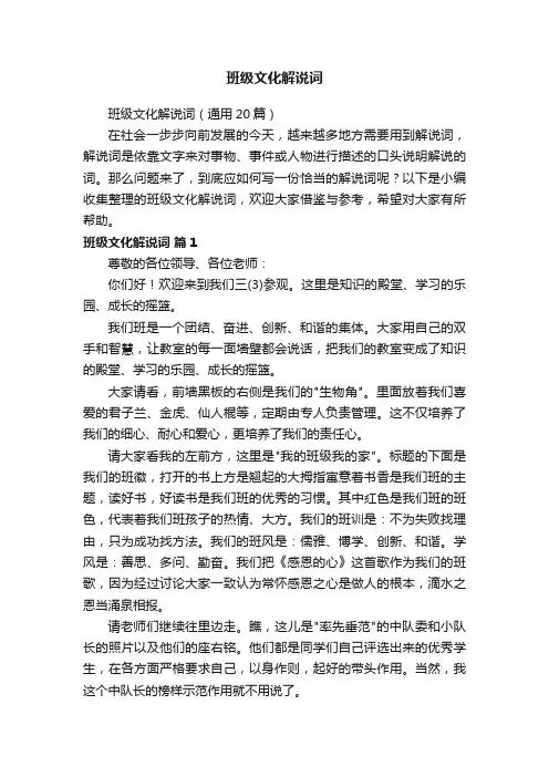 班级文化解说词
