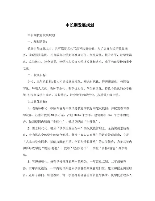 中长期发展规划