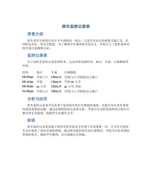 校车监控记录表