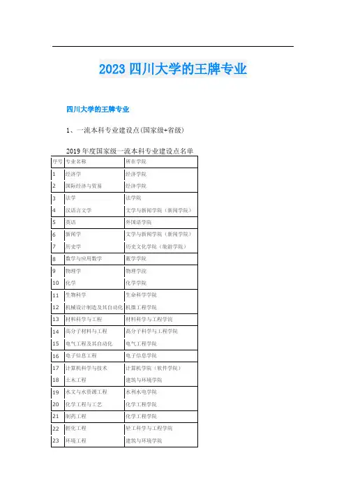 2023四川大学的王牌专业