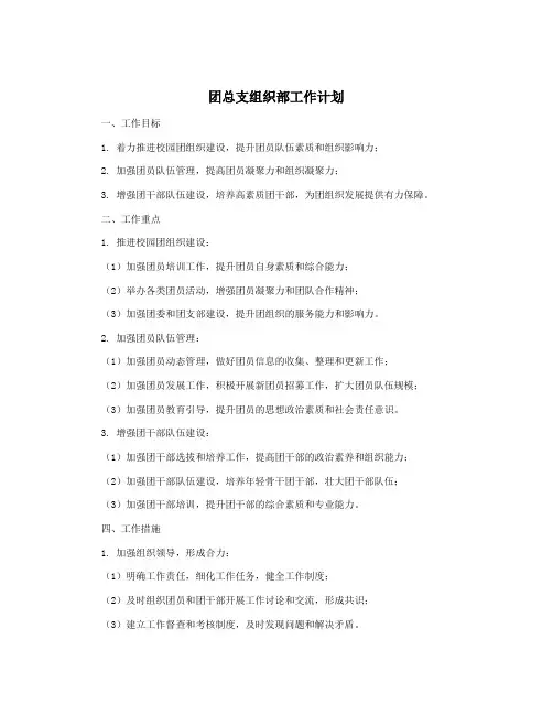 团总支组织部工作计划