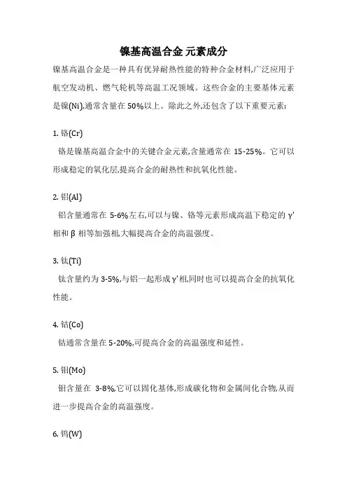 镍基高温合金 元素成分