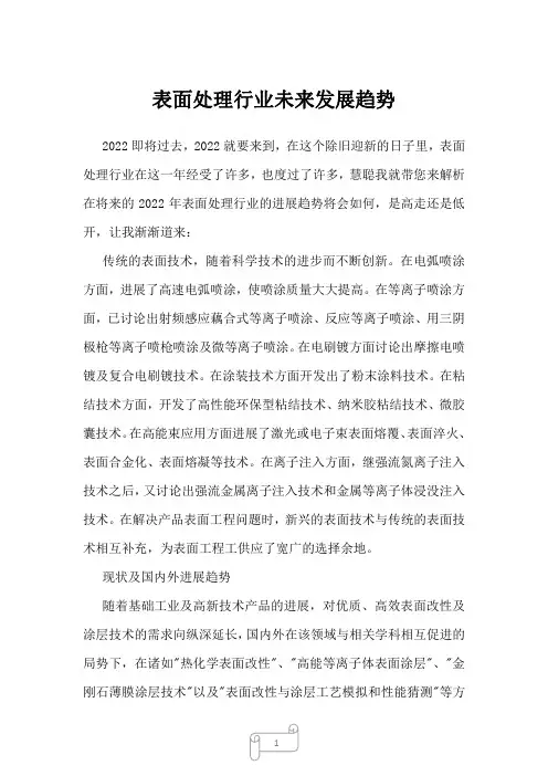 2023年表面处理行业未来发展趋势