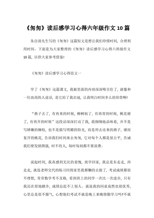 《匆匆》读后感学习心得六年级作文10篇1