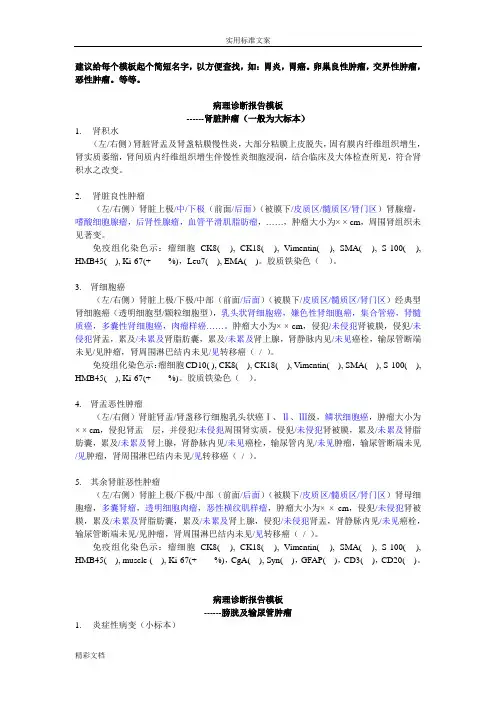 病理诊断报告材料的实用模板