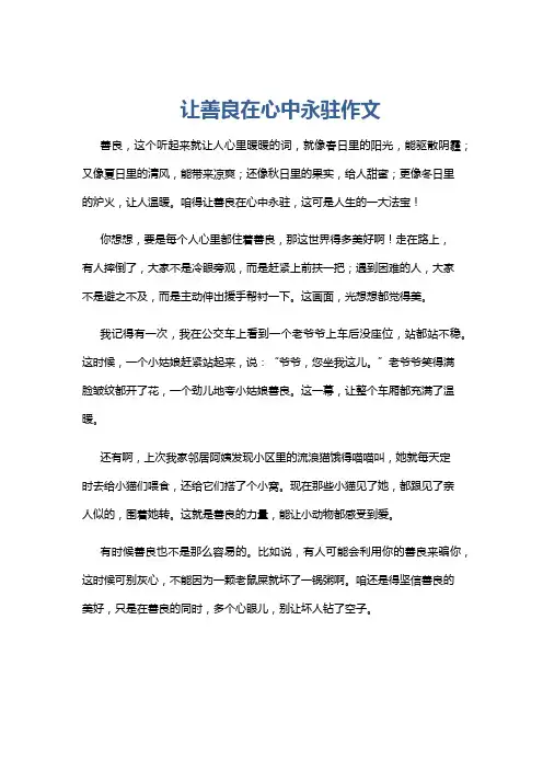 让善良在心中永驻作文