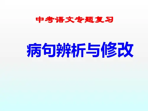 中考语文二轮专题复习：病句辨析与修改(共29张PPT)