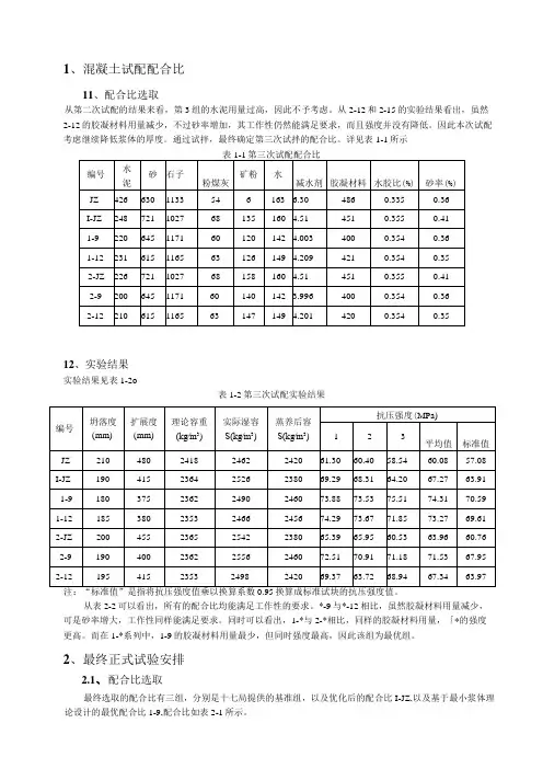混凝土试配配合比