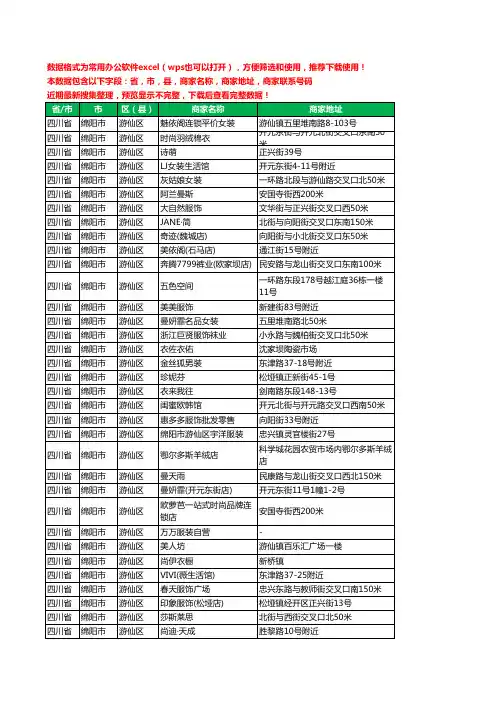 2020新版四川省绵阳市游仙区服装工商企业公司商家名录名单黄页联系电话号码地址大全272家