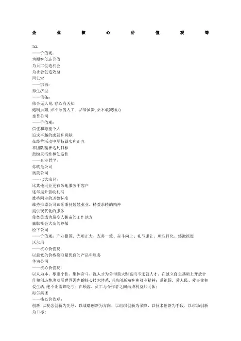 企业核心价值观