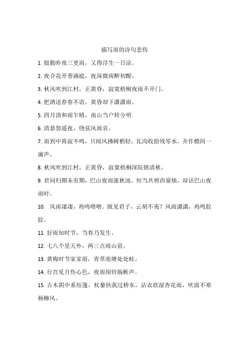 描写雨的诗句悲伤