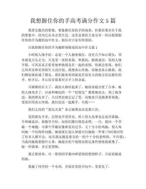 我想握住你的手高考满分作文5篇