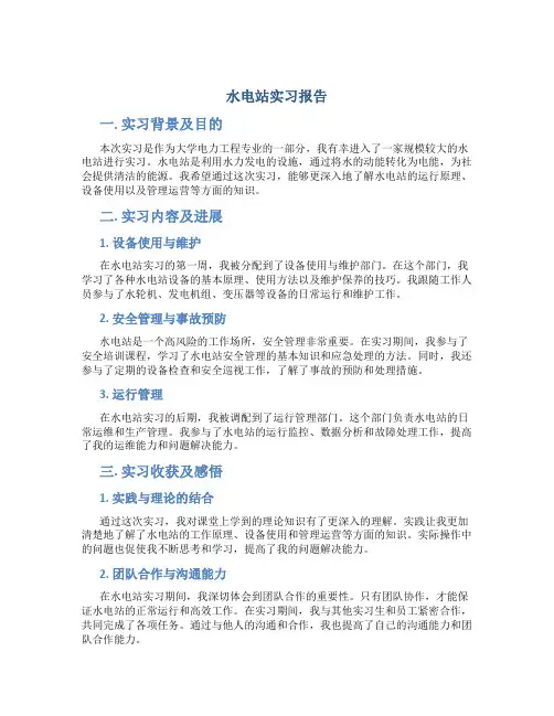 水电站实习报告