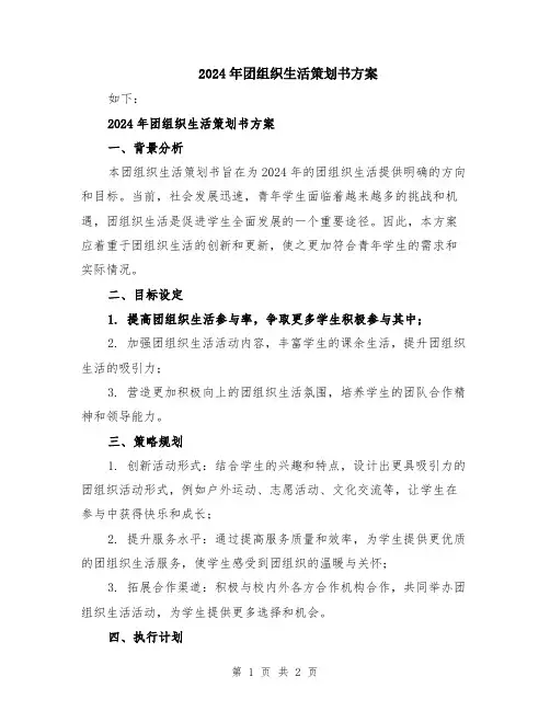 2024年团组织生活策划书方案