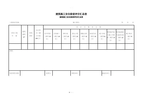 《建筑施工安全检查标准》JGJ59-2011(检查评分附表)