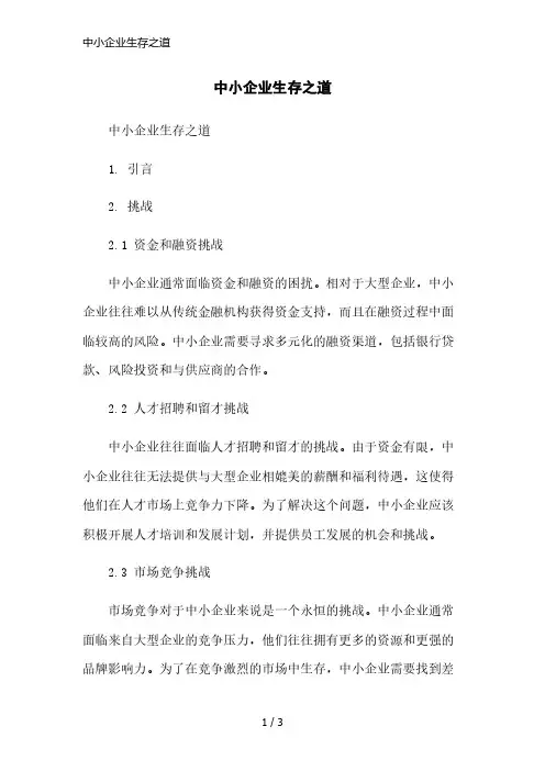 中小企业生存之道精简版