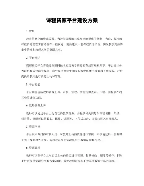 课程资源平台建设方案
