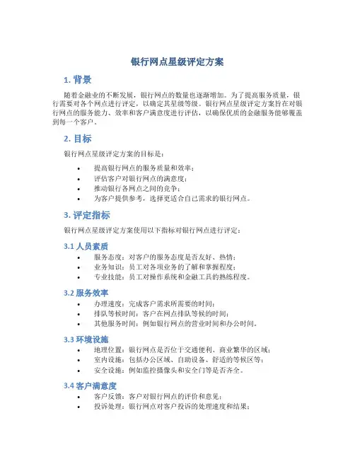 银行网点星级评定方案