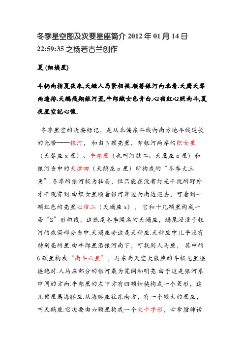 夏季星空图及主要星座简介