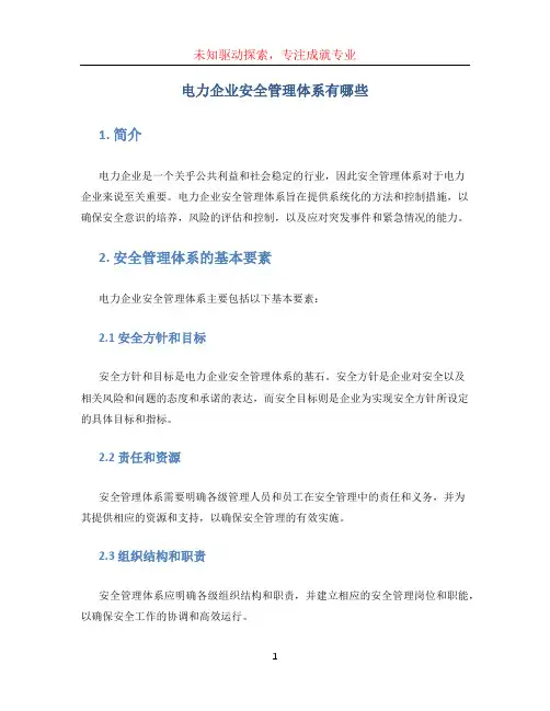 电力企业安全管理体系有哪些