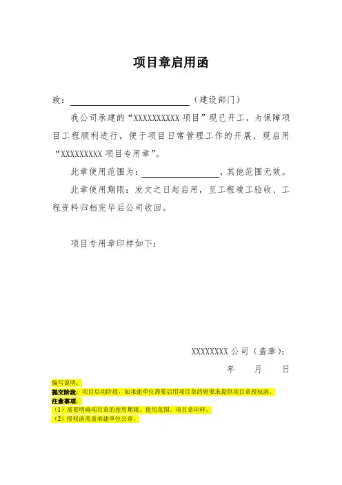 项目章启用函