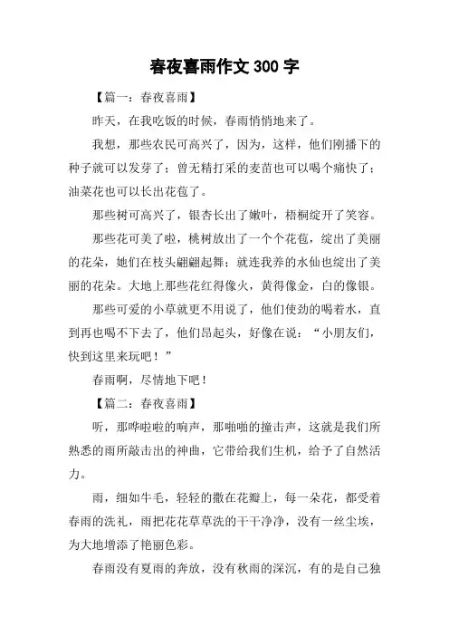 春夜喜雨作文300字