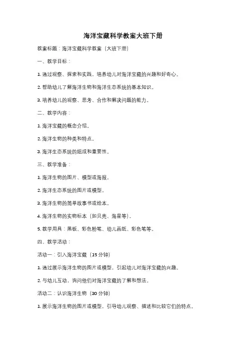 海洋宝藏科学教案大班下册
