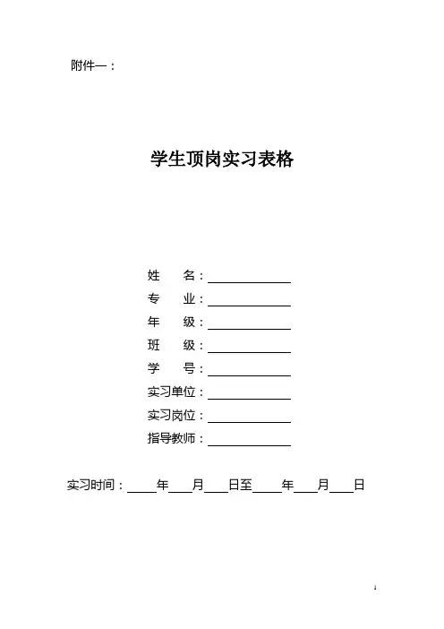 顶岗实习表格
