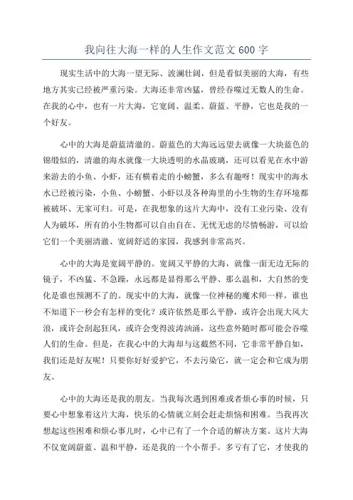 我向往大海一样的人生作文范文600字