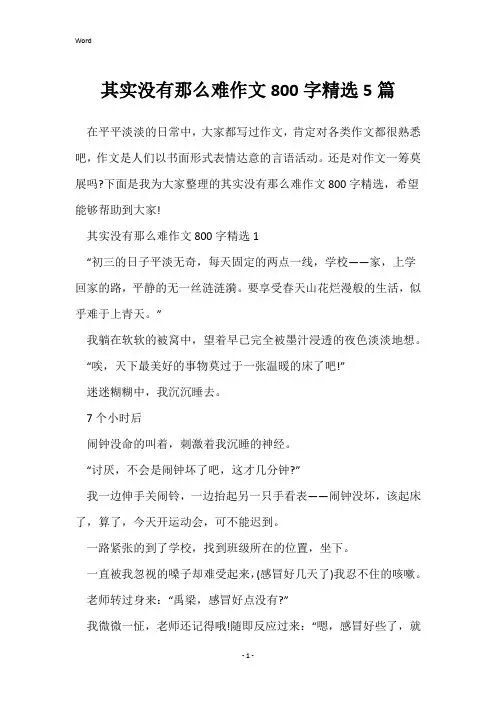 其实没有那么难作文800字精选5篇