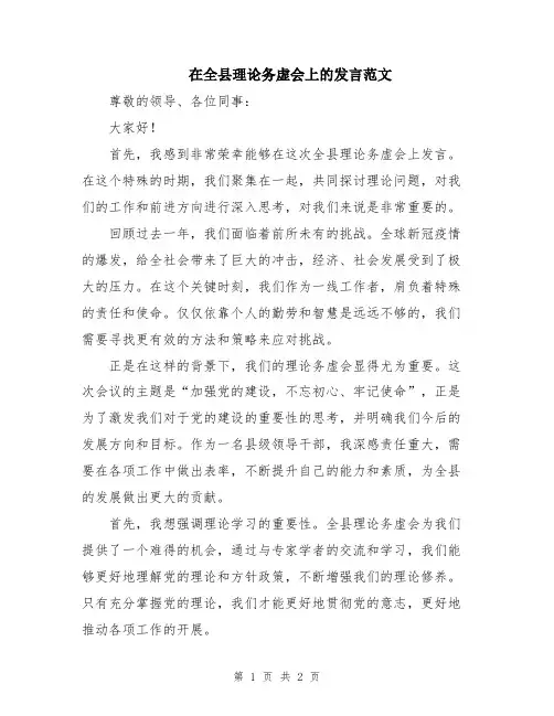 在全县理论务虚会上的发言范文
