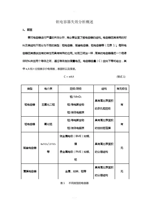 钽电容器失效分析概述