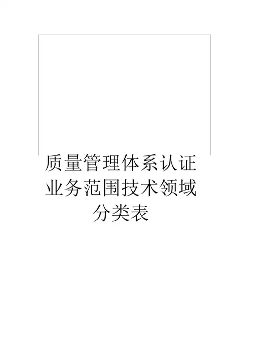 质量管理体系认证业务范围技术领域分类表