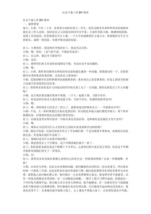 社会个案工作DV剧本