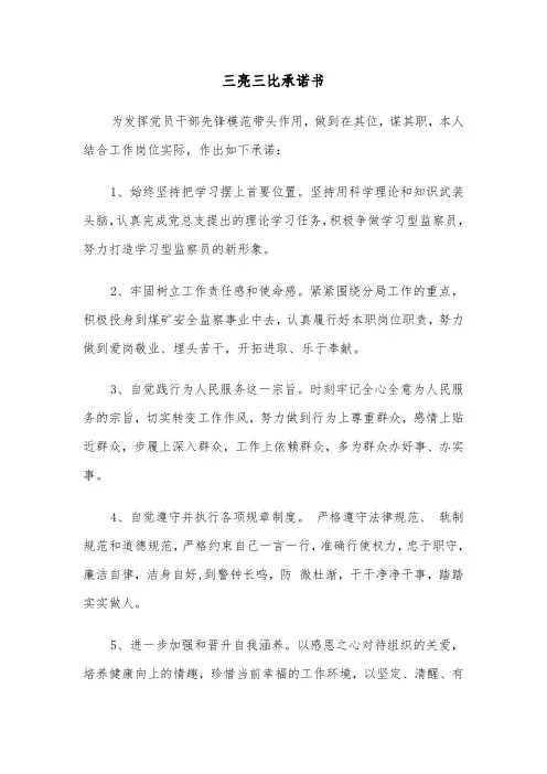 三亮三比承诺书（2篇）