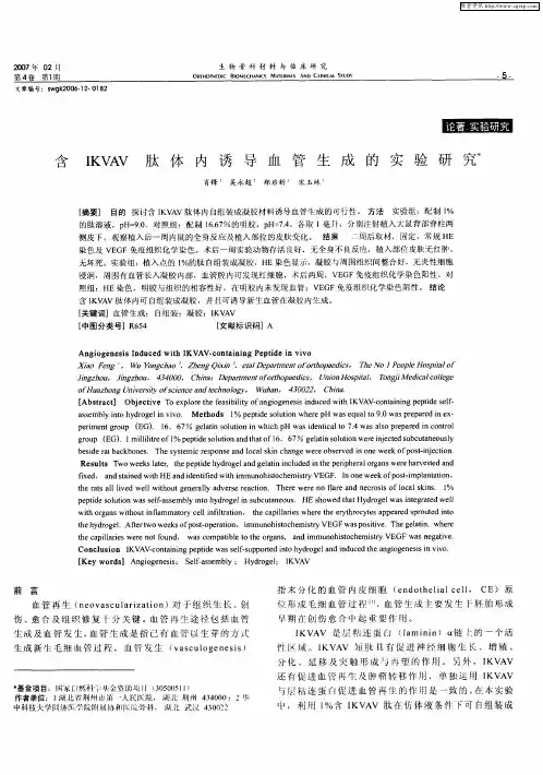 含IKVAV肽体内诱导血管生成的实验研究