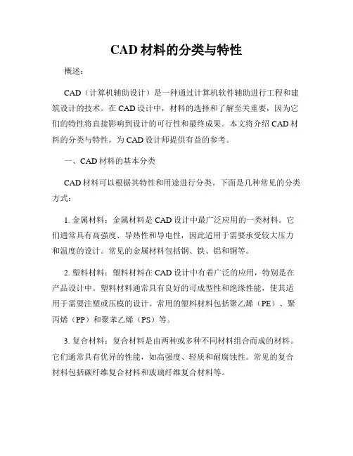 CAD材料的分类与特性