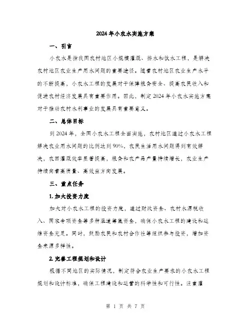 2024年小农水实施方案(2篇)