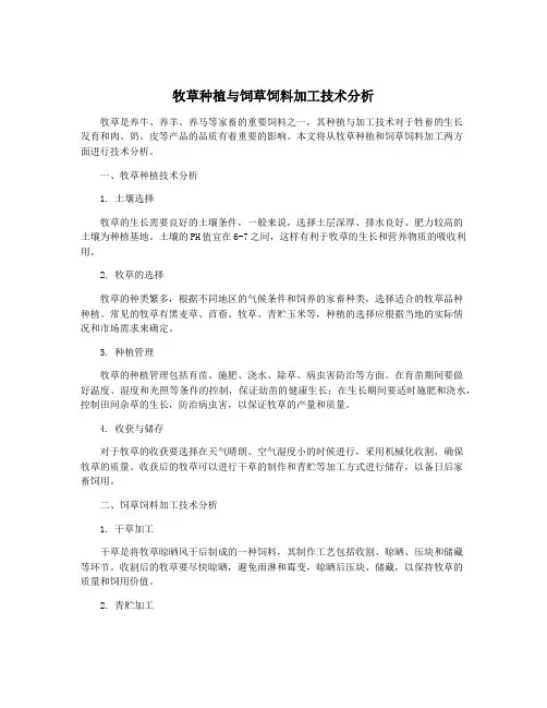 牧草种植与饲草饲料加工技术分析