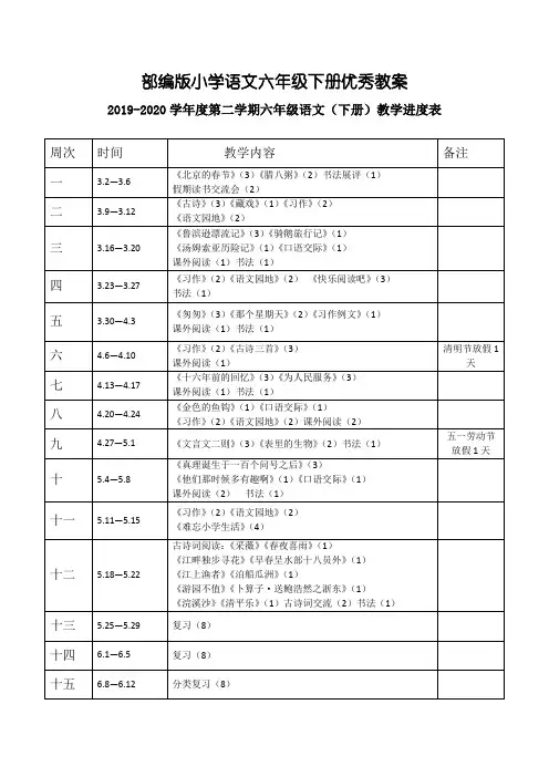 2020年部编版小学语文六年级下册优秀教案全册