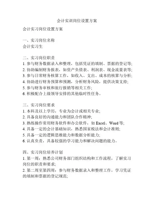 会计实训岗位设置方案