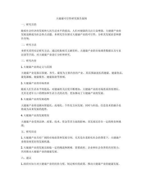 大健康可行性研究报告案例