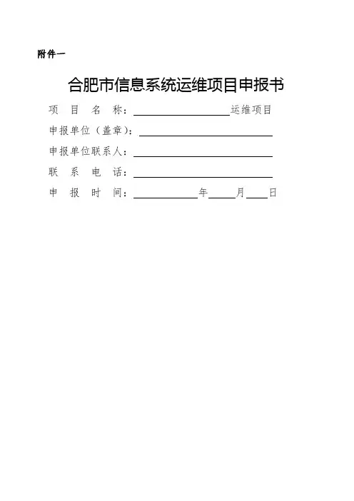 合肥市市级信息系统运维项目预算
