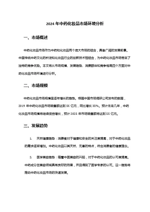 2024年中药化妆品市场环境分析