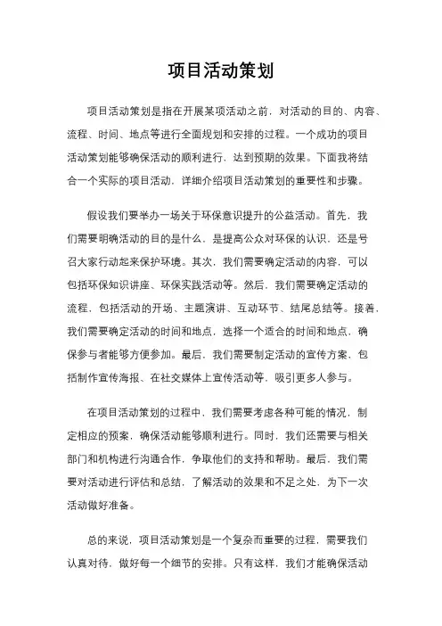 项目活动策划